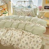 Popxstar room inspo ideas 3pcs 100% Cotton Duvet Cover Set (1*Duvet Cover + 2*Pillowcase, Without Core), Korean lace Bedding Set, Soft Comfortable