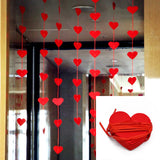 Popxstar 2M Red Heart-shaped Paper Garlands Valentine's Day Wedding Heart Hanging Banner For Home Birthday Bridal Shower Party Decoration