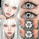 1 Pair New Crazy White Cosplay Lenses Contact Lenses Anime Black Eyes Soft Lenses Halloween Party Contacts Fast Shipping