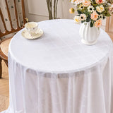 White Embossed Lace Tablecloth Polyester Ruffled Edge Table Cover Elegant Hollow Out Table Cloth for Home Party Wedding Decor