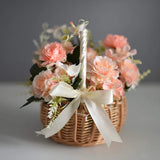 Popxstar Hand-woven Wedding Flower Basket With Handle Wicker Sundries Basket Wedding Flower Girls Basket for Home Picnic Storage Basket