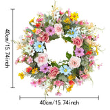 Popxstar  Artificial Daisy Flower Wreath for Spring,Valentine Easter Door Wall Decor, Wedding Party Garland Indoor Outdoor Home Decoration