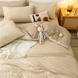 Popxstar  Black White Small Checks Printed Bed Set Floral Duvet Cover Pillowcase Bedding Set Bed Sheet Quilt Cover Single Queen King Size