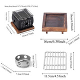 Japanese Style Charcoal Stove Aluminium Alloy Carbon Stove Portable Charcoal Grill with Grill Net Mini Square Text Stove