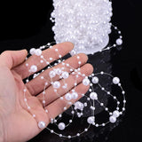 Popxstar 10M 3-8mm Beads Garland Pearl Strands Fish Chain Ribbon for Christmas Tree Wreath Gift Wrapping Decoration