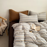 Plaid printing skin-friendly and comfortable double-layer yarn small fresh printing four-piece set, dormitory