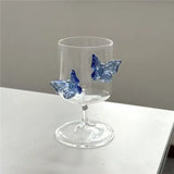 Popxstar Three-dimensional Butterfly Wine Glass Simple Round Glass Cup Creative Handmade Glass Wine Glasses  Champagne Cocktail Cup Gift