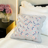 Soft Breathable 100% Cotton Patchwork Pillow Cover with Ruffled Edge Multi Functional Cushion Case for Sofa and Office Easy Care