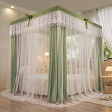 4 Doors Double Layer Shading Quadrate Mosquito Net Four Season Bed Curtain Canopy Tents with Frame Home Decor