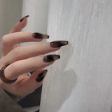 Popxstar 24Pcs/Box Gradient Long Ballet France Press on Nail Ink Chinese Style False Nails Rose Girls Full Cover Fake Nail Piece Finished