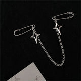 Popxstar Korean Style Metal Butterfly Chain Brooch For Women Men Suit Decoration Tassel Chain Metal Beads Pin Cloth Jewelry Accessories