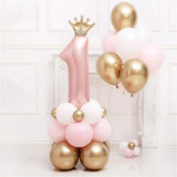 Popxstar Birthday Latex Balloons Pink Blue Crown Number Gifts Toys Party Decorations Baby Shower Globos Supplies