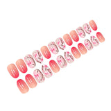 Popxstar  Blush Pink False Nails 24Pcs Short Round Head Press On Nails Floral Printed Summer DIY Manicure Full Cover Acrylic Fake Nails