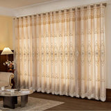 1pc Elegant Double  Layer Embroidered Blackout Curtains with Sheer, for Living Room, Bedroom,Sun Proof,Thermal Insulated