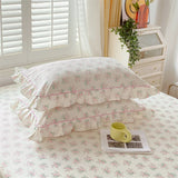 Popxstar 100% Cotton Pillowcase Ruffles Pillow Cover 48x74cm Pillowslip 2pcs Rectangle Cushion Cover for Bed Printed Pillow Case