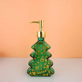 Popxstar  Christmas Design Glass Dispenser Bottle Refillable Pump for Shampoo Soap Lotion Holiday Bathroom Decor Gifts Vanity Organizer