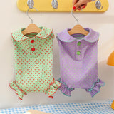 Dog Polka Dot Wrap Belly Clothes Cotton Fabric Summer Soft Cute Pet Pajamas Yorkshire Jumpsuit Four Legged Puppy Clothes