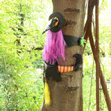 Popxstar 2024 New Halloween Witch Doll Courtyard Witch Crashing Into Tree Halloween Decoration Toys Funny Door Porch Tree Decors