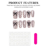 popxstar 10Pcs Nude Color Handmade Press On Nails Black Dot Bowknot Designs Short Square Fake Nails Shiny Cat' Eyes Wearable False Nails