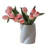 Popxstar  6pcs Hand Feel Moisturizing Tulip Simulation Flowers, Wedding Hand-held Flowers, Home Decoration Fake Flowers