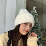 Popxstar High Quality Thickened Knitted Beanies Hat Women Men Skiing Gorras Winter Rabbit hair Warm Wool Caps Ear Windproof Cycling Hats