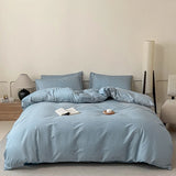 3pcs 100% Cotton Solid Color/two-color/striped/checkered Print Bedding, 1PC Duvet Cover 2PC Pillowcases Soft and Skin-friendly