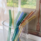 Popxstar 4Pcs/set 15cm Glass Straw with Brushes Heat Resistant Cold Beverage Bent Straws Reusable Straw Cocktails Bar Accessories