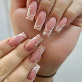 Popxstar  24Pcs French Tip  Press on Nails Short Coffin False Nails Simple Wearable Fake Nails Frosted Full Cover Press on Nail Tips Art