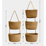 Wall-mounted storage basket storage bag hand knitting Cotton fabric material Nordic style kitchen household Small item storage