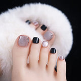 Popxstar  Glossy Red Cat's Eyes Fake Toenails 24Pcs Simple Charm Press On Toe Nails Women Girls Summer Barefoot Decor Stick-on False Nails