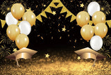Popxstar Graduation Backdrop Congrats Gold Class of Grad Photocall Decoration Photography Background Photo Banner