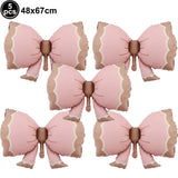 Popxstar  5pcs Bow Balloon Birthday Decorations Bow Tie Pink Balloon Bow Balloon Wedding Bride Shower Birthday Girl Decoration Bow Balloon