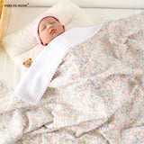 Popxstar Baby Blanket Printed Pure Cotton Baby Muslin Swaddle Blanket Breathable Newborn Quilt Soft Warm Core Children's Quilt 100*100CM