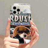 Popxstar Sunglasses Cat Dog Phone Case for iPhone 11 Case iPhone 16 15 14 13 12 Pro Max XR XS X 8 7 Plus SE Transparent Shockproof Cover