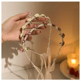 Popxstar 1pcs Elegant Bridal Girls Headband Imitated Pearl Hair Headdress Flower Wreath Bride Garland Head Hoop Wedding Headbands Fashion