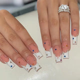 Popxstar  24Pcs Long Coffin Fake Nails Pink French Tips Press on Nails Ballerina Full Cover False Nail for Women and Girls DIY Manicure