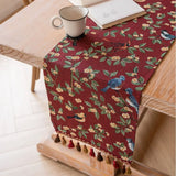 Popxstar  Table Runner Nordic Jacquard Red Festival Geometric Table Flag Tassel Tea Flag Dining Flag Long Strip
