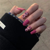 Popxstar 24Pcs/Box Gradient Long Ballet France Press on Nail Ink Chinese Style False Nails Rose Girls Full Cover Fake Nail Piece Finished