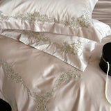 Popxstar  Elegant Flowers Embroidery Luxury Bedding Set Queen King 100S Egyptian Cotton Home Textile Bed Sheet Pillowcase Quilt Cover Set