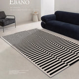 Popxstar Simple Black Stripe Living Room Decoration Carpet Ins Nordic Bedroom Bedside Plush Non-slip Mat Luxury Study Cloakroom Soft Rug