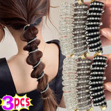 Popxstar 1/3Pcs Fashion Ponytail Elastic Hair Bands for Women Telephone Wire Hair Ties Scrunchies Hairbands Girls Hair Accessories