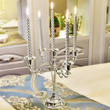 Popxstar  3Arm 5arm Metal Candelabra Candlestick Silver Golden Black European Elegant CandleHold for Centro De Mesa Decorativo De Comedor