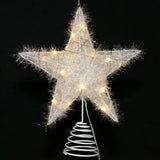 Creative 3D Glitter Star Christmas Trees Topper Hollow Light Up Xmas Tree Ornament Party Decoration Iron Glowing Tree Topper