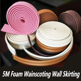 Popxstar  5 Meter Self-Adhesive Skirting Wall Border Floor Decorative Line Baseboard Flooring Wall Decor NBR Molding Line 3D Wall Sticker