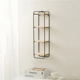 Popxstar  Floating Rectangular Shelf Wall Mounted Metal Framed With Wooden Floor For Wall Storage Display Household Items Home Decoration