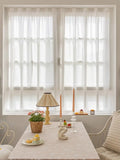 Popxstar French Romantic Vertical Shutter Screen Whtie Sheer Curtain Hook and Loop Fastener