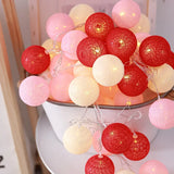 Popxstar Battery Colorfull Cotton Garland 4cm LED Balls Christmas String Holiday Lights for Home Decoration Wedding Fairy Bedroom Decor