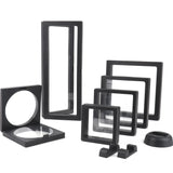Popxstar PE Film Black Jewelry Storage Box 3D Packaging Case Gemstone Free Stand Floating Frame Membrane Ring Earrings Necklace Display
