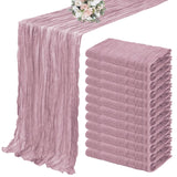 Popxstar 10PCS Set Semi-Sheer Gauze Wedding Table Runner Sage Green Cheesecloth Table Dining Party Christmas Banquets Arches Cake Decor