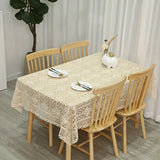 Popxstar Vintage Crochet Tabletop Set Pastoral Style Lace Tablecloth with FourLeaf Flowers, Suitable for Long Tables and Family Gathering
